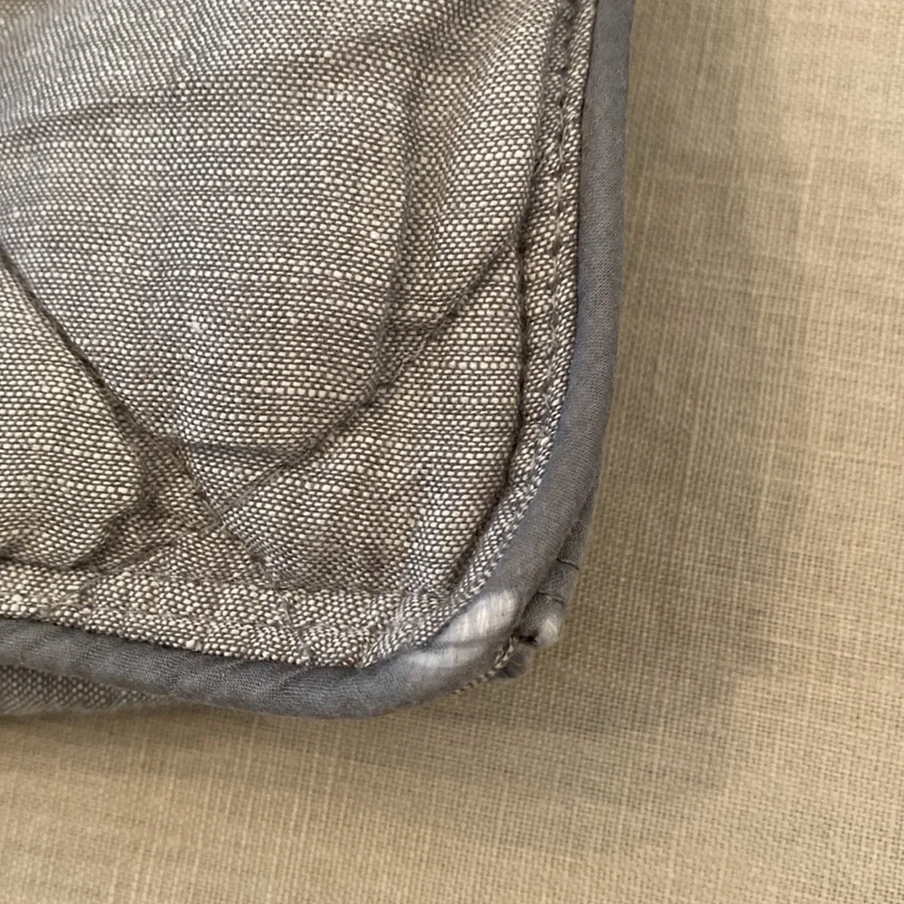 Set of Two Standard Pottery Barn Quilted Linen, Silk and Cotton Blend Shams